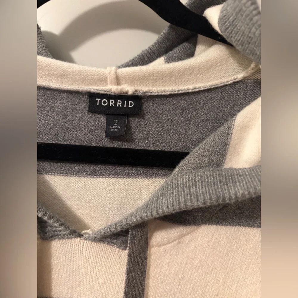 Torrid - Striped Hoodie Sweater - Picture 3 of 4